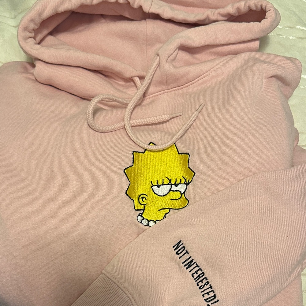 Pink Hoodie with Cartoon Character